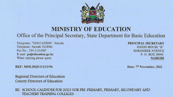 Ministry of Education Announces New Academic Calendar For 2023