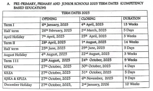 2025 School Calendar